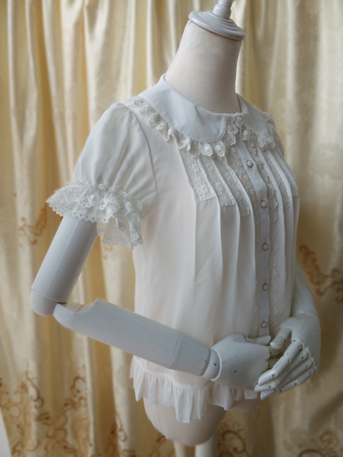 Cheap Original Doll Collar Short Sleeved Chiffon Princess Lolita Blouse ...
