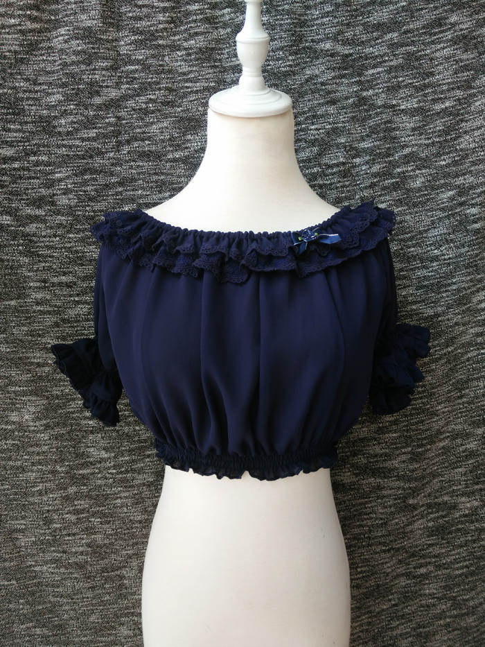Cheap Original Summer Short Sleeved Chiffon Lace Lolita Bottoming Shirt ...