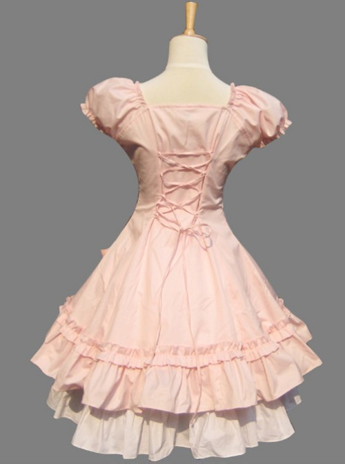 Cheap Pink Cotton Short Sleeve Dress With The Cake Skirt Sale At Lolita ...